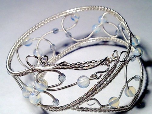 Moonstone Woven Wire Bangle