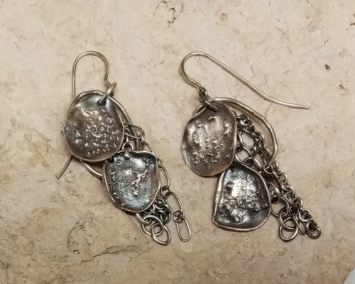 Organic Fused Silver Dust Earrings