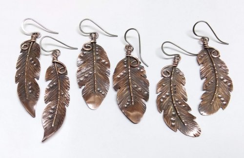 Copper Feather Earrings