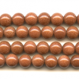 Goldstone 8mm Round Beads - 8 Inch Strand