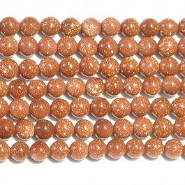 Goldstone 4mm Round Beads - 8 Inch Strand