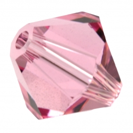 8mm Light Rose 5328 Bi-Cone Swarovski Crystal Beads - Pack of 6