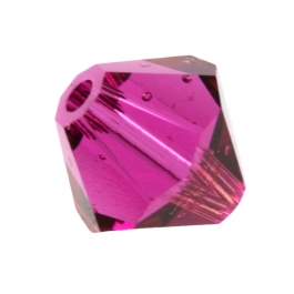 6mm Fuchsia 5328 Bi-Cone Swarovski Crystal Beads - Pack of 10