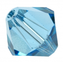 4mm Aquamarine 5328 Bi-Cone Swarovski Crystal Beads  - Pack of 10