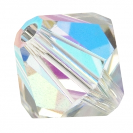 8mm Crystal Aurore Boreale 5328 Bi-Cone Swarovski Crystal Beads - Pack of 6