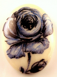 25x18mm Blue Rose Decal Porcelain Painting Cameo - Pack of 1