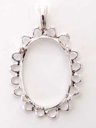 30x22mm Oval Sterling Silver Fancy Open Lace Setting for Cabochon/Cameo - Pack of 1