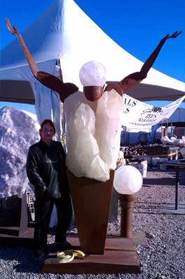 Dale and a Crystal Lady Sculpture