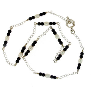 Pearl and Black Onyx Necklace