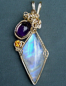 Wire Wrapped Rainbow Moonstone