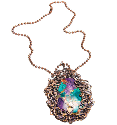 Loopy Wire Wrap Freeform Pendant by Eva Sherman