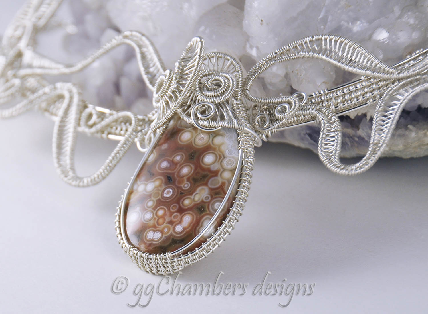 Woven Wire Helix with Ocean Jasper