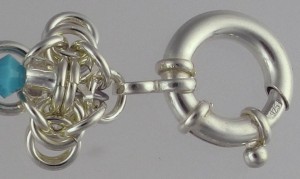 Marilyn Gardiner's Using Clasps with Chain Mail - , Chain Maille Jewelry, Making Chain, Chain Making , Design, Sterling silver spring clasp