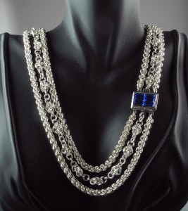 Marilyn Gardiner's Using Clasps with Chain Mail - , Chain Maille Jewelry, Making Chain, Chain Making , Design, Silver Chain mail necklace with box clasp