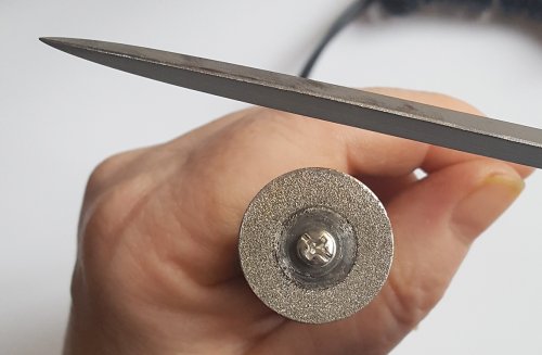 Kylie Jones's Modifying Your Steel Files to Make Them Better Tools - , Tools For Wire Jewelry, Tools, I started refining this file with a diamond wheel