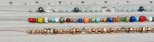 Judy Larson's A Few Thoughts on Multi-Strand Beading Wires - , Beading, Beads, Satin silver beading wire was used in the middle strand