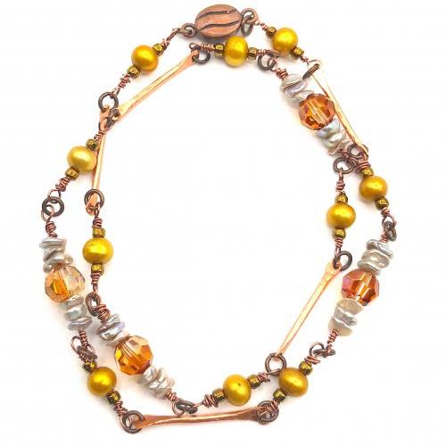 Judy Ellis's Why Jewelry Makers Love Boho And Free-Form Designs - , General Education, Wire Wrapping, Wrapping, Wire Wrapping Jewelry, Sunset at the Cabin Wrap Bracelet