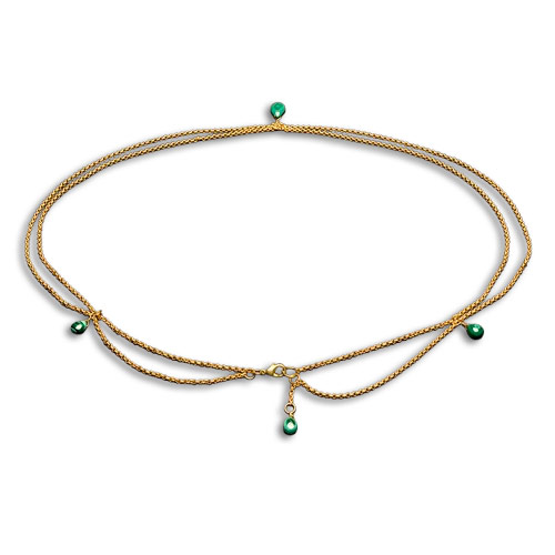 Nancy Chase's Color Inspiration- In The Garden - , Contemporary Wire Jewelry, Wire Wrapping, Wrapping, Wire Wrapping Jewelry, Beads, waist chain with malachite drops