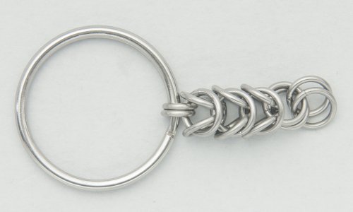 Kylie Jones's Stainless Steel Beaded Chain Maille Keyring  - , Chain Maille Jewelry, Making Chain, Chain Making , Add 2 rings to the last 2 rings.