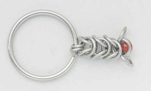 Kylie Jones's Stainless Steel Beaded Chain Maille Keyring  - , Chain Maille Jewelry, Making Chain, Chain Making , Begin to fold back the rings from the 2nd link
