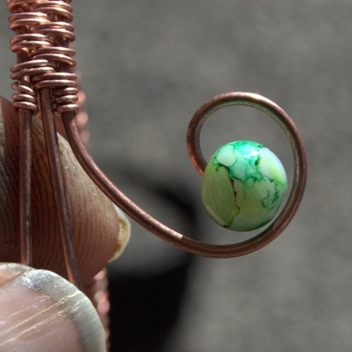 Deborah Kelly's Woven 6-bead Wire Bracelet - , Wire Weaving, Weaving, Wire Weaving, Weaving Wire, Slip a bead onto the end of the wire.