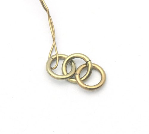 Kylie Jones's Niobium Zigzag Earrings - , Chain Maille Jewelry, Making Chain, Chain Making , Thread a piece of scrap wire through the first ring