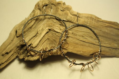 Judy Freyer Thompson's Twisted Wire Hoop Earrings - , Contemporary Wire Jewelry, , Attach ear wires.