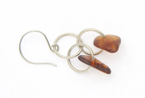 Kylie Jones's Amber Chain Earrings - , Chain Maille Jewelry, Making Chain, Chain Making ,  amber hanging from the original ring.