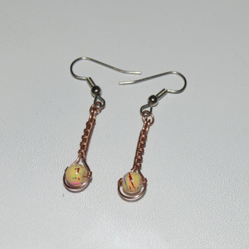 Deborah Kelly's Wire Woven Drumstick Earrings and Ring - , Wire Weaving, Weaving, Wire Weaving, Weaving Wire, Repeat with the other 4 inch long wire