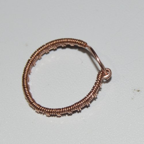 Deborah Kelly's Wire Woven Drumstick Earrings and Ring - , Wire Weaving, Weaving, Wire Weaving, Weaving Wire, Take off the mandrel and close the loop 