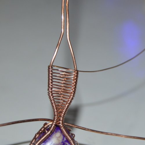 Deborah Kelly's Side Crossover Pendant - , Wire Weaving, Weaving, Wire Weaving, Weaving Wire, When the bail weave is about 2/3 of an inch long