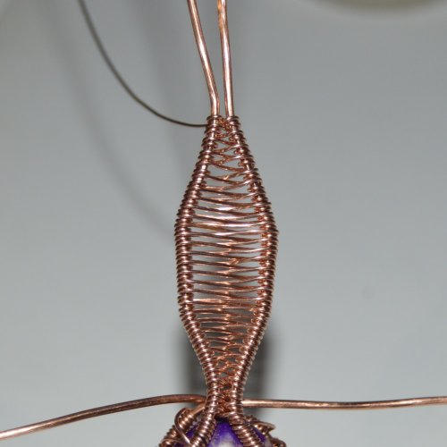 Deborah Kelly's Side Crossover Pendant - , Wire Weaving, Weaving, Wire Weaving, Weaving Wire, Continue the figure 8 weave to where the base wires come together.