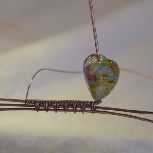 Deborah Kelly's Double Heart Bead Pendant - , Wire Weaving, Weaving, Wire Weaving, Weaving Wire, Cut off the tail end of the wire