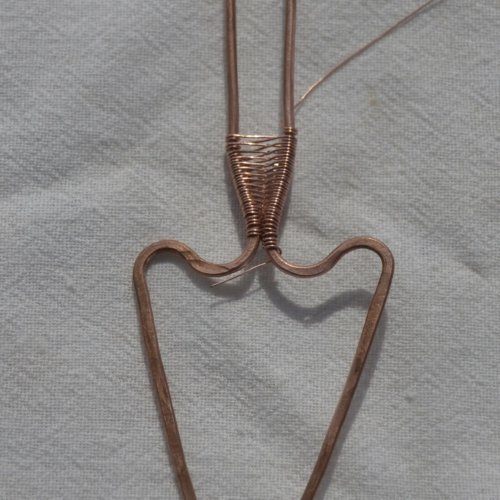 Deborah Kelly's Woven Wire Arrowhead Pendant - , Wire Weaving, Weaving, Wire Weaving, Weaving Wire, Repeat this weave til the bail is as wide as desired
