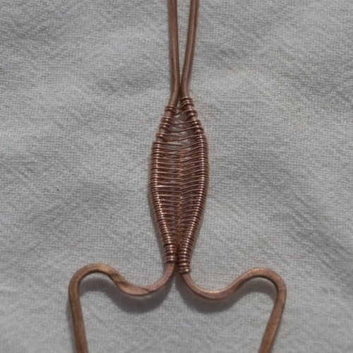 Deborah Kelly's Woven Wire Arrowhead Pendant - , Wire Weaving, Weaving, Wire Weaving, Weaving Wire, Continue the weave to where the two bail wires meet up.