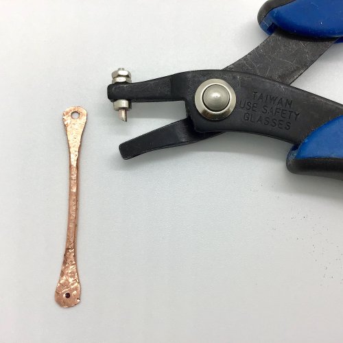 Kristal Wick's Fab Fall Earrings - , Contemporary Wire Jewelry, Forging, Forging Jewelry, Jewelry Forging, How To Punch Holes, Hole Punching, Punch A Hole, mark where you want the holes to go and punch