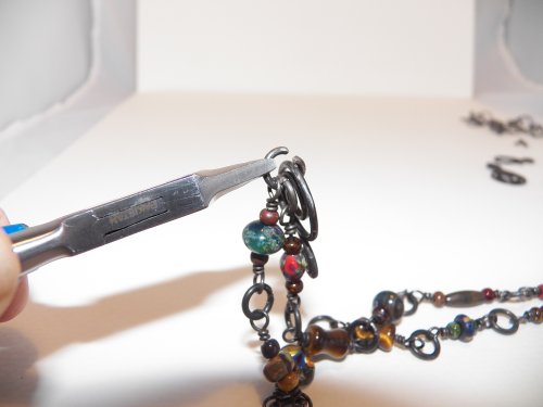 Susan LeGuyader's Challenge Necklace - , Contemporary Wire Jewelry, Making Chain, Chain Making , Loops, Wire Loop, Wrapped Wire Loop, add a jump ring to the 8mm flat loop 