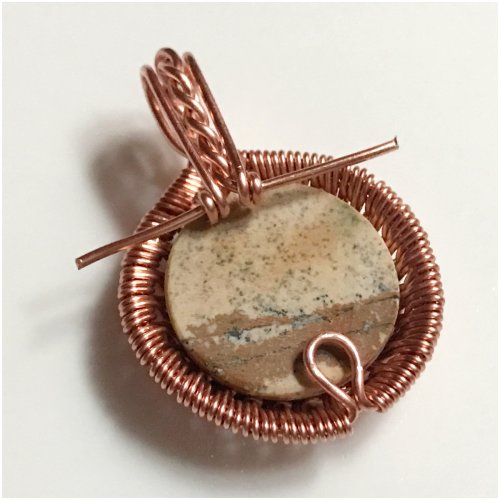 Erika Pal's Loop Bezel Pendant - , Contemporary Wire Jewelry, Findings, Clasps, Components, Loops, Wire Loop, Wrapped Wire Loop, Weaving, Wire Weaving, Weaving Wire, Bend the lower loop upwards,