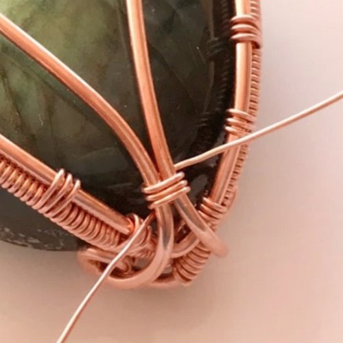 Erika Pal's Serenity Pendant - , Wire Weaving, Weaving, Wire Weaving, Weaving Wire, Take the right end of the weaving wire