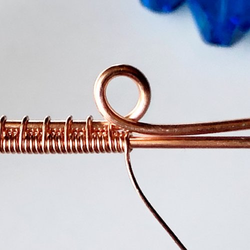 Erika Pal's Brilliant Wave Pendant - , Wire Weaving, Weaving, Wire Weaving, Weaving Wire, Make a small loop with the upper base wire