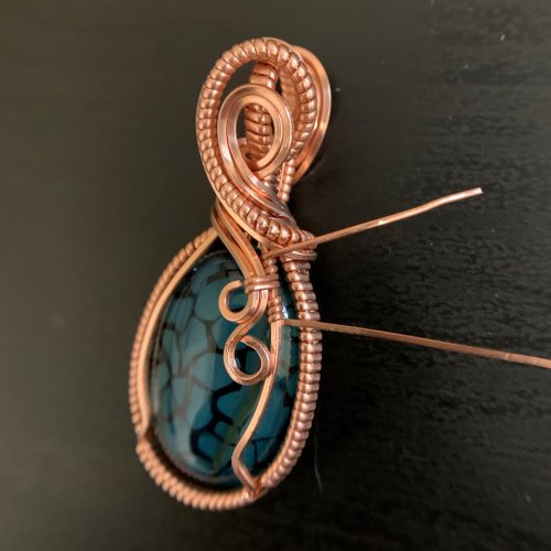 Kendra Austin's Classic Wire Wrapped Cabochon - Secure the Front Loops, Classic Wire Jewelry, Wire Wrapping, Wrapping, Wire Wrapping Jewelry, wrap it around all three wires 