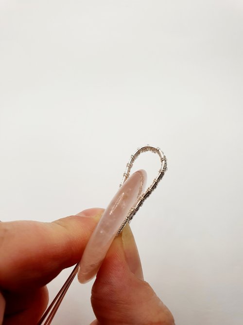 Natalie Patten's Wire Wrapped Donut Pendant - , Classic Wire Jewelry, Wire Wrapping, Wrapping, Wire Wrapping Jewelry, Weaving, Wire Weaving, Weaving Wire, aligning with the hole and bend using your fingers