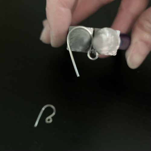 Kendra Austin's Infinity Earrings - Create and attach the ear wires, Contemporary Wire Jewelry, Filing, Finishing, Forging, Forging Jewelry, Jewelry Forging, Lashing, Wire Lashing, Loops, Wire Loop, Wrapped Wire Loop,  Make about a 2/3 circle, leaving 1/3 open.