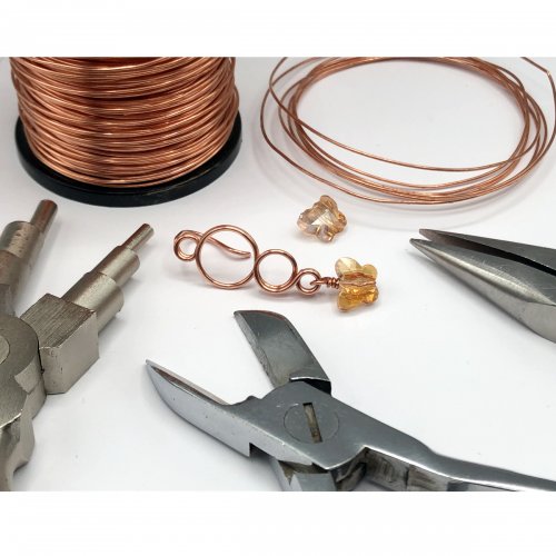 Erika Pal's Loop in Loop Earrings - , Contemporary Wire Jewelry, Loops, Wire Loop, Wrapped Wire Loop, Materials and tools for this project are shown on this picture
