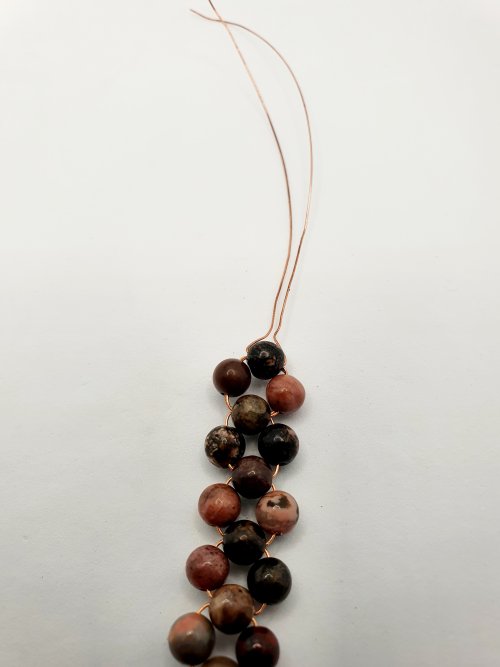 Natalie Patten's Beaded Wire Jewelry Set - , Beading, , Pinch together the wires at the top of the bead .