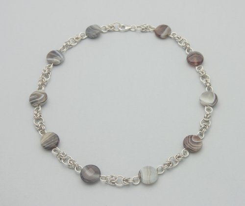 Kylie Jones's Botswana Agate Half Byzantine Chain Maille Necklace  - , Chain Maille Jewelry, Making Chain, Chain Making , Continue this process until all of the beads have been added.