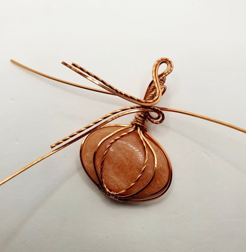 Natalie Patten's Classic Wrap Pumpkin Pendant - , Classic Wire Jewelry, Wire Wrapping, Wrapping, Wire Wrapping Jewelry, Weaving, Wire Weaving, Weaving Wire, Taking the same two wires on the opposite side