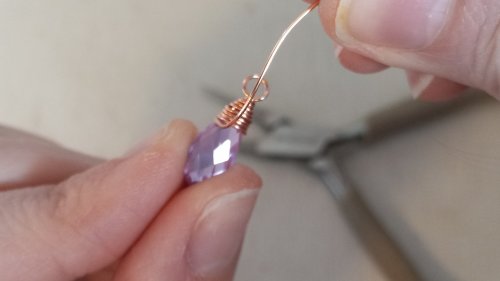 Elizabeth Schultz's Butterfly Swirly Wire Earrings - , Contemporary Wire Jewelry, Coiling, Coiling Wire, Wire Coiling, Lashing, Wire Lashing, Loops, Wire Loop, Wrapped Wire Loop, Wire Wrapping, Wrapping, Wire Wrapping Jewelry,  pull the wire up over the wrap.    