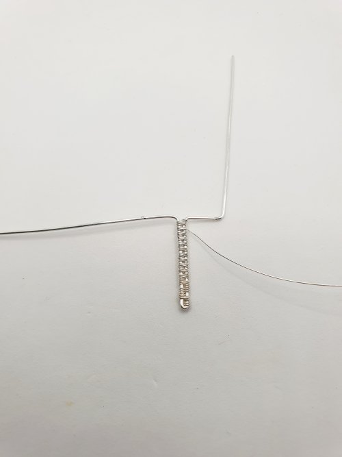 Natalie Patten's Woven Wire Cross Pendant - , Wire Weaving, Weaving, Wire Weaving, Weaving Wire, To start forming the arms of the cross,