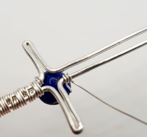 Natalie Patten's Woven Wire Cross Pendant - , Wire Weaving, Weaving, Wire Weaving, Weaving Wire, one of the base wires